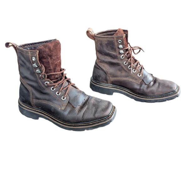 Cody James Brown Leather Lace Up Square Toe Kiltie Boots - Men\'s Size 8 D main image 8